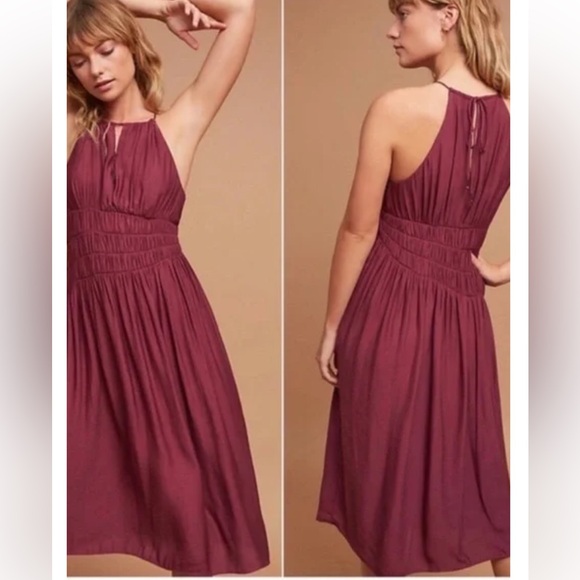 Moulinette Soeurs Dresses & Skirts - Anthropologie Moulinette Soeurs Plum Smocked Halter Midi Dress Size 2